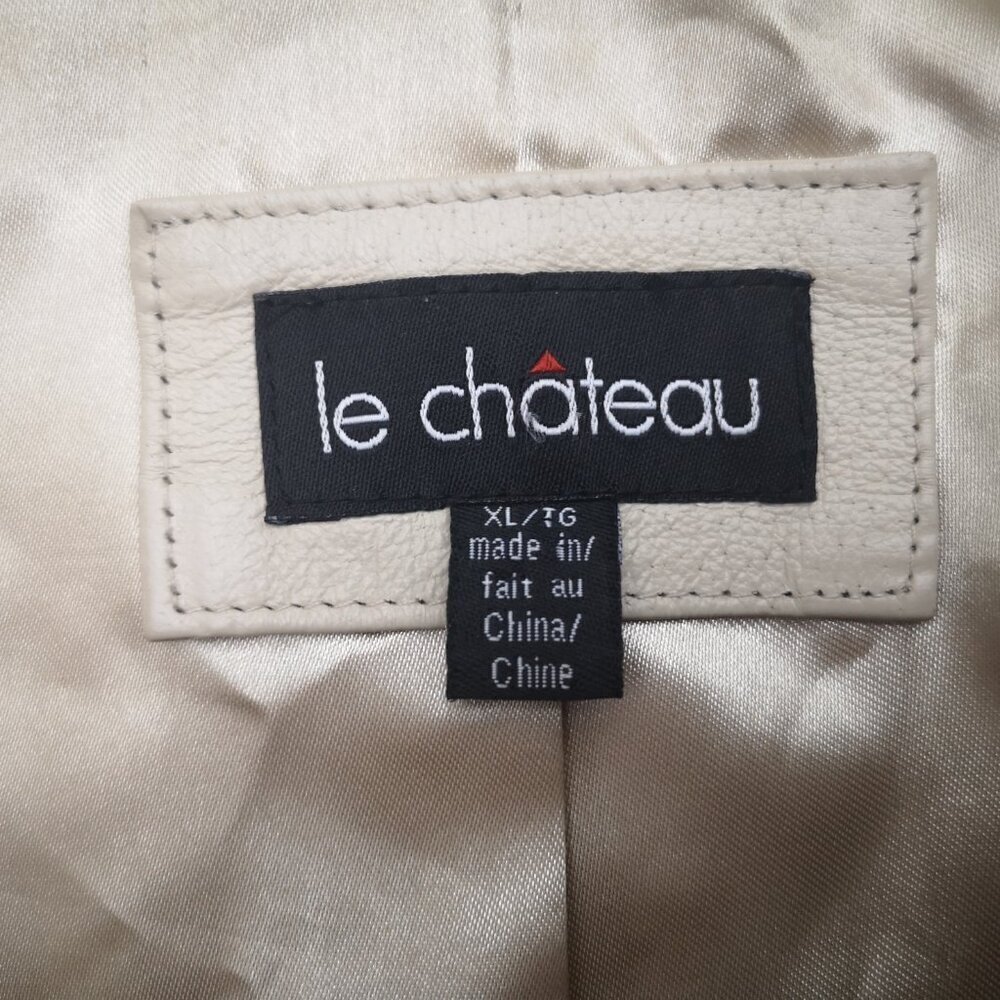 le chateau Ladies Size XL Cream Button Closure Cropped Leather Jacket/Blazer - Picture 3 of 9